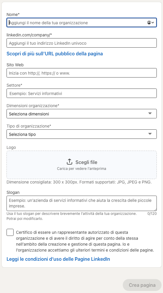 creare una pagina aziendale linkedin